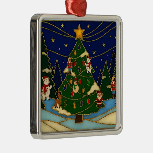 Cloisonne Art Whimsical Forest Classic Christmas  Metalen Ornament (Rechts)