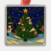 Cloisonne Art Whimsical Forest Classic Christmas  Metalen Ornament (Voorkant)