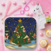 Cloisonne Art Whimsical Forest Classic Christmas  Papieren Bordje (Feest)