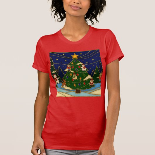 Cloisonne Art Whimsical Forest Classic Christmas T-shirt (Voorkant)