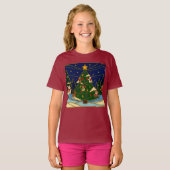 Cloisonne Art Whimsical Forest Classic Christmas  T-shirt (Voorkant volledig)