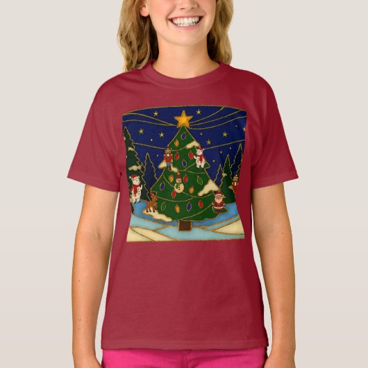 Cloisonne Art Whimsical Forest Classic Christmas  T-shirt (Voorkant)