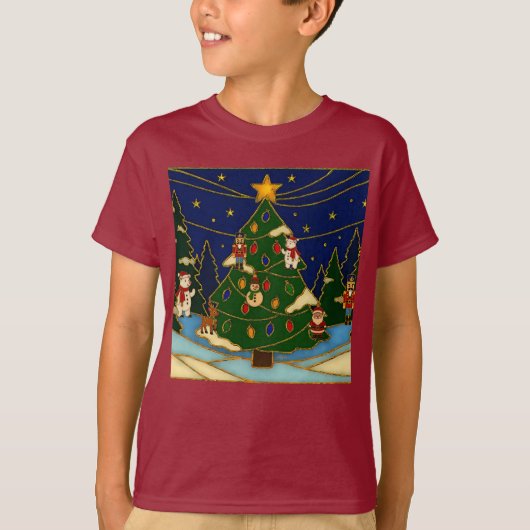 Cloisonne Art Whimsical Forest Classic Christmas T-shirt (Voorkant)