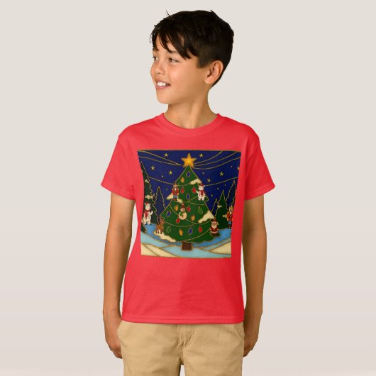 Cloisonne Art Whimsical Forest Classic Christmas  T-shirt (Voorkant volledig)