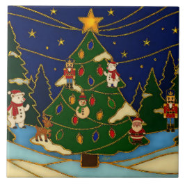 Cloisonne Art Whimsical Forest Classic Christmas  Tegeltje