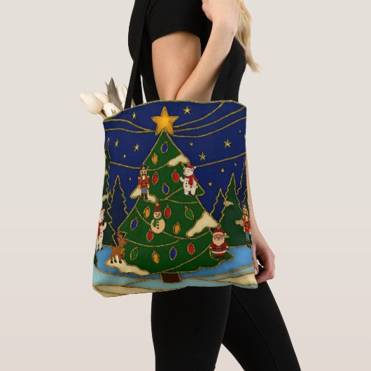 Cloisonne Art Whimsical Forest Classic Christmas  Tote Bag (Dichtbij)