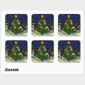 Cloisonne Art Whimsical Forest Classic Christmas Vierkante Sticker (Vel)