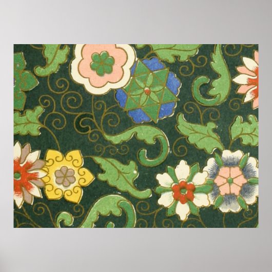 Cloisonne China Patroon Aziatisch Oriëntaals Poster (Voorkant)