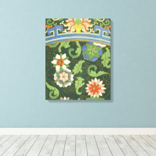 Cloisonne China Patter Asian Oriental Canvas Afdruk (Insitu (Houten vloer))
