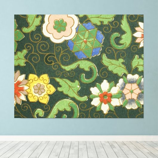 Cloisonne China Patter Asian Oriental Canvas Afdruk (Insitu (Houten vloer))