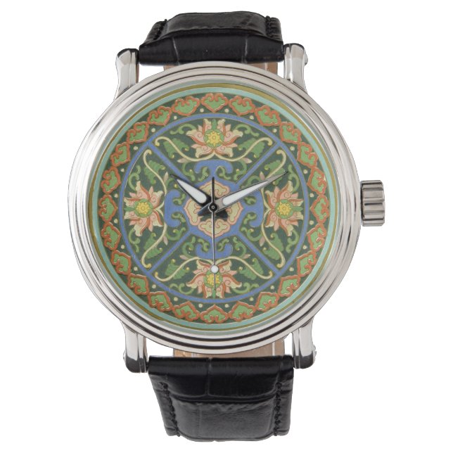 Cloisonne China Patter Asian Oriental Horloge (Voorkant)
