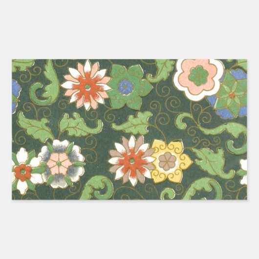 Cloisonne China Patter Asian Oriental Rechthoekige Sticker (Voorkant)