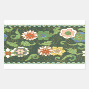 Cloisonne China Patter Asian Oriental Rechthoekige Sticker