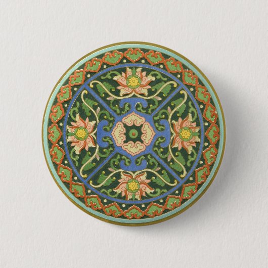 Cloisonne China Patter Asian Oriental Ronde Button 5,7 Cm (Voorkant)