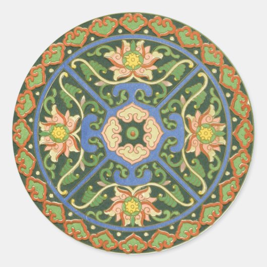 Cloisonne China Patter Asian Oriental Ronde Sticker (Voorkant)