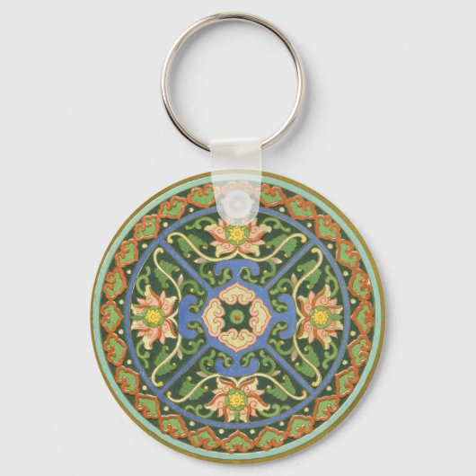 Cloisonne China Patter Asian Oriental Sleutelhanger (Voorkant)