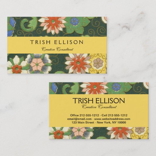 Cloisonne China Patter Asian Oriental Visitekaartje (Voorkant / Achterkant)