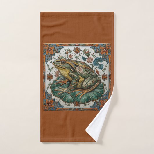 Cloisonne Frog on Lily Pad Bad Handdoek (Handdoek)
