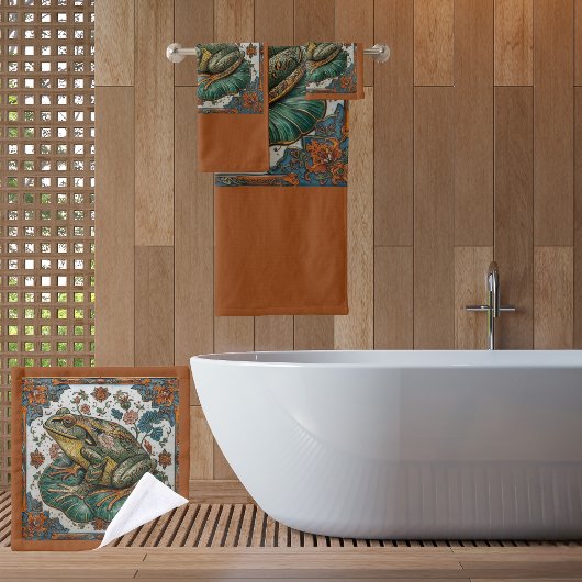 Cloisonne Frog on Lily Pad Bad Handdoek