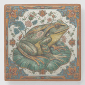 Cloisonne Frog on Lily Pad Stenen Onderzetter (Voorkant)
