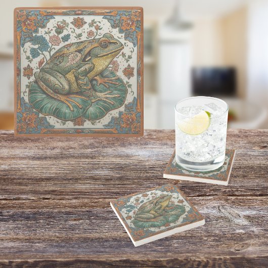Cloisonne Frog on Lily Pad Stenen Onderzetter