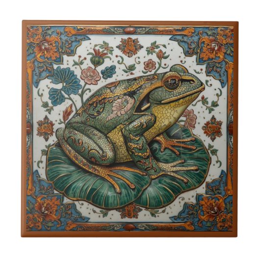 Cloisonne Frog on Lily Pad Tegeltje (Voorkant)