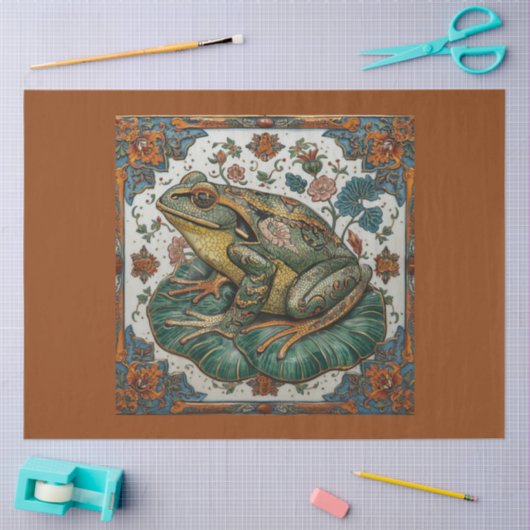 Cloisonne Frog on Lily Pad Tissue & Decoupage Pape Tissuepapier (Craft)