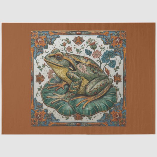 Cloisonne Kikker op Waterlelieblad Tissue & Decoup Tissuepapier (Voorkant)