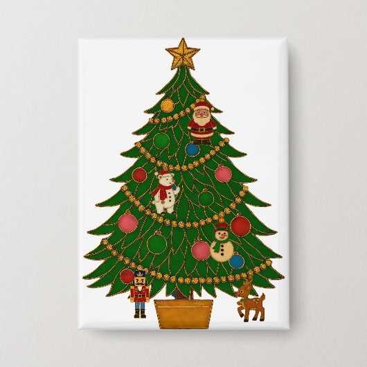 Cloisonne Kunst Kerstboom Karakter Ornamenten Button (Voorkant)