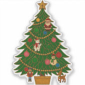 Cloisonne Kunst Kerstboom Karakter Ornamenten Sticker (Voorkant)