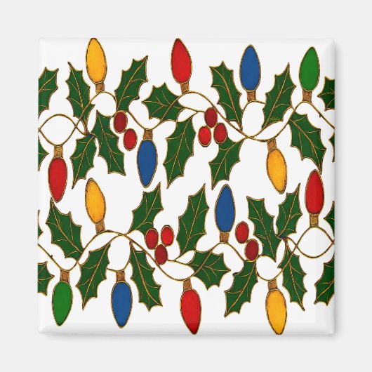 Cloisonne Kunst Kerstverlichting en Hulst Magneet (Voorkant)