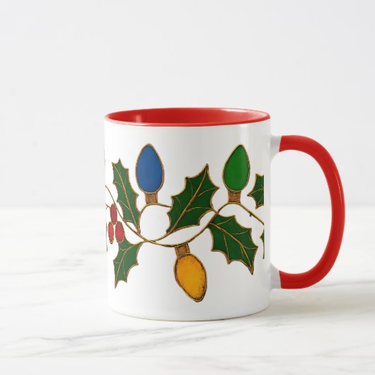 Cloisonne Kunst Kerstverlichting en Hulst Mok (Rechts)