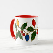 Cloisonne Kunst Kerstverlichting en Hulst Mok (Voorkant links)
