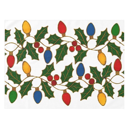 Cloisonne Kunst Kerstverlichting en Hulst Tafelkleed (Voorkant (Horizontaal))