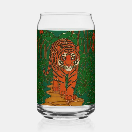 Cloisonne Kunst Tijger op het Jungle Pad Blikvorm Glas (Voorkant)