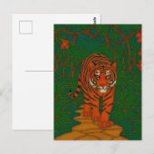 Cloisonne Kunst Tijger op het Jungle Pad Briefkaart (Voorkant / Achterkant)