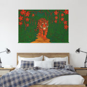 Cloisonne Kunst Tijger op het Jungle Pad Canvas Afdruk (Insitu (Slaapkamer))