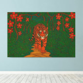 Cloisonne Kunst Tijger op het Jungle Pad Canvas Afdruk (Insitu (Houten vloer))