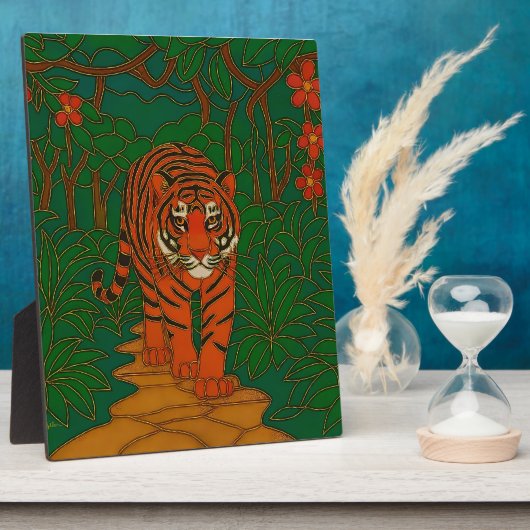 Cloisonne Kunst Tijger op het Jungle Pad Fotoplaat (Zijkant)