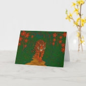 Cloisonne Kunst Tijger op het Jungle Pad Kaart (Gele Bloem)