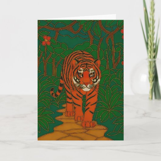 Cloisonne Kunst Tijger op het Jungle Pad Kaart (Voorkant)