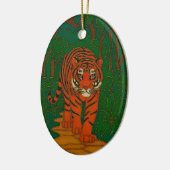 Cloisonne Kunst Tijger op het Jungle Pad Keramisch Ornament (Links)