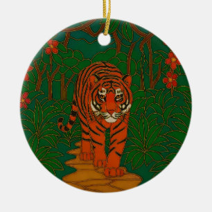 Cloisonne Kunst Tijger op het Jungle Pad Keramisch Ornament