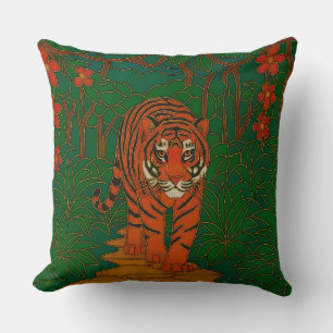 Cloisonne Kunst Tijger op het Jungle Pad Kussen
