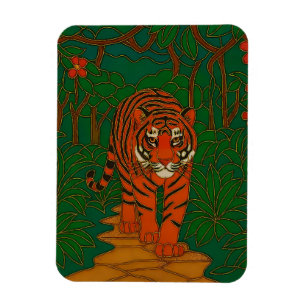 Cloisonne Kunst Tijger op het Jungle Pad Magneet