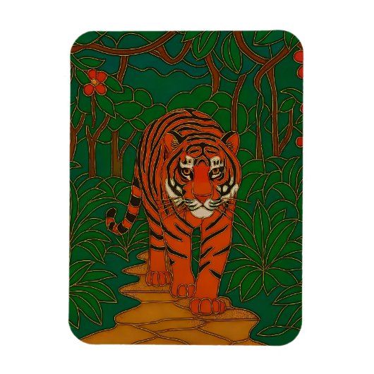 Cloisonne Kunst Tijger op het Jungle Pad Magneet (Verticaal)