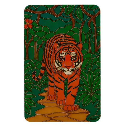 Cloisonne Kunst Tijger op het Jungle Pad Magneet (Verticaal)
