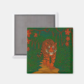 Cloisonne Kunst Tijger op het Jungle Pad Magneet (Voorkant / Achterkant)