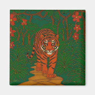Cloisonne Kunst Tijger op het Jungle Pad Magneet