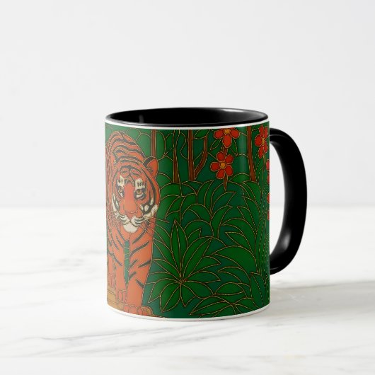 Cloisonne Kunst Tijger op het Jungle Pad Mok (Voorkant rechts)